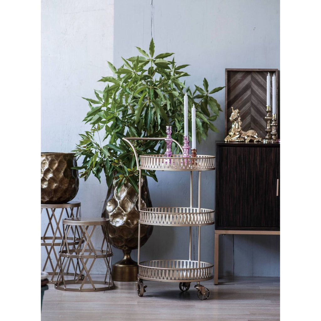 Gold Round Bar Cart H347