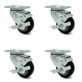 Black Poly Swivel Caster Set of 4 with Brake Z253