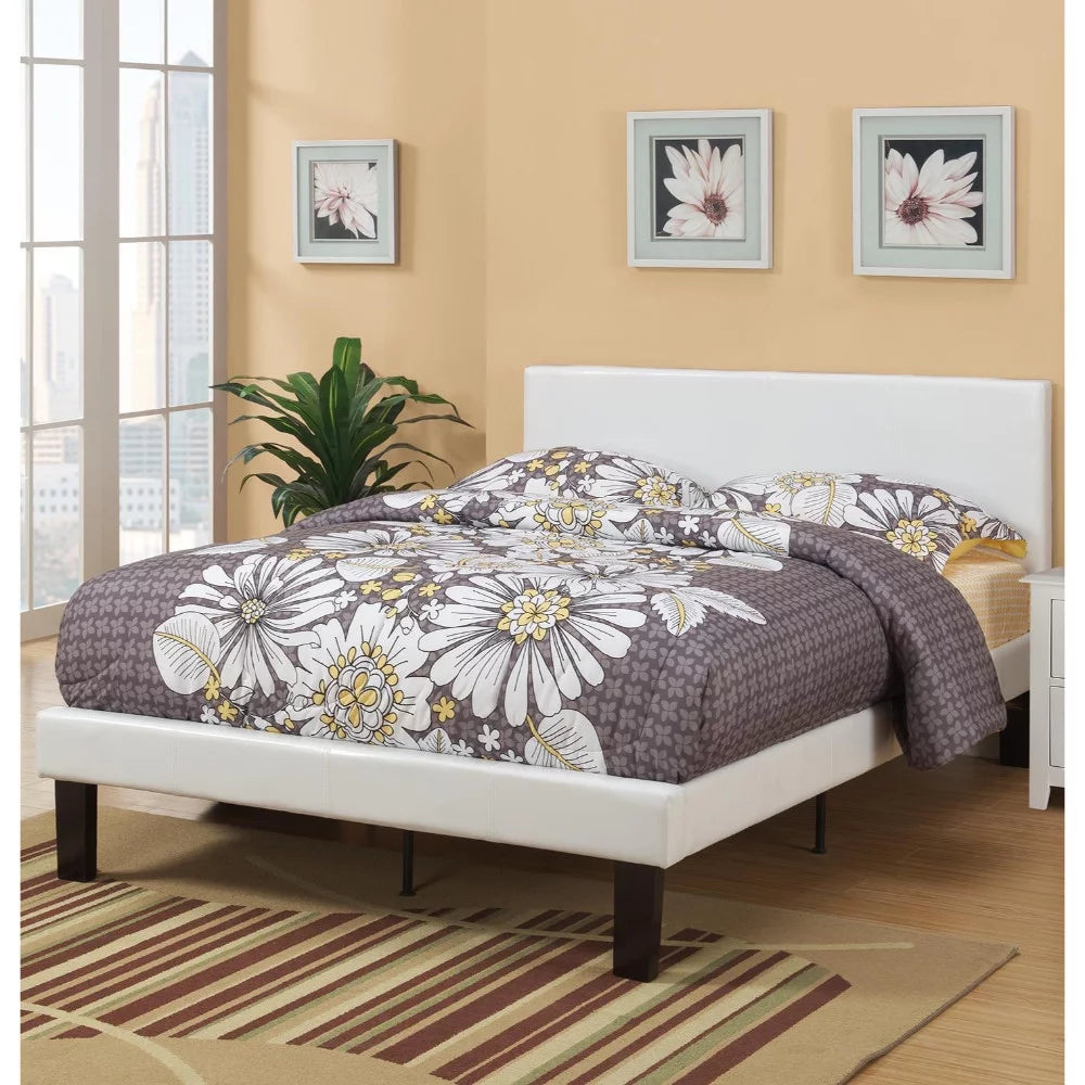 White Faux Leather Full Size Bed G1767