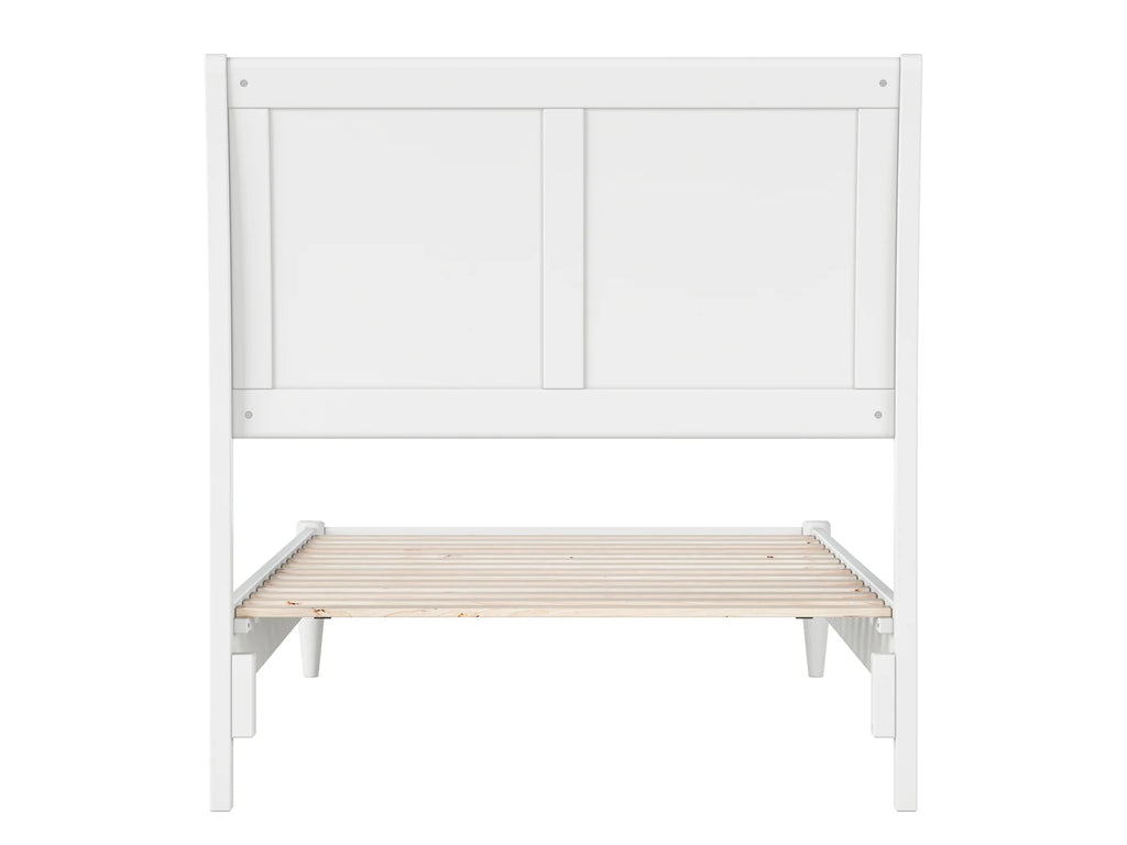 White Twin XL Solid Wood Sleigh Platform Bed R8830