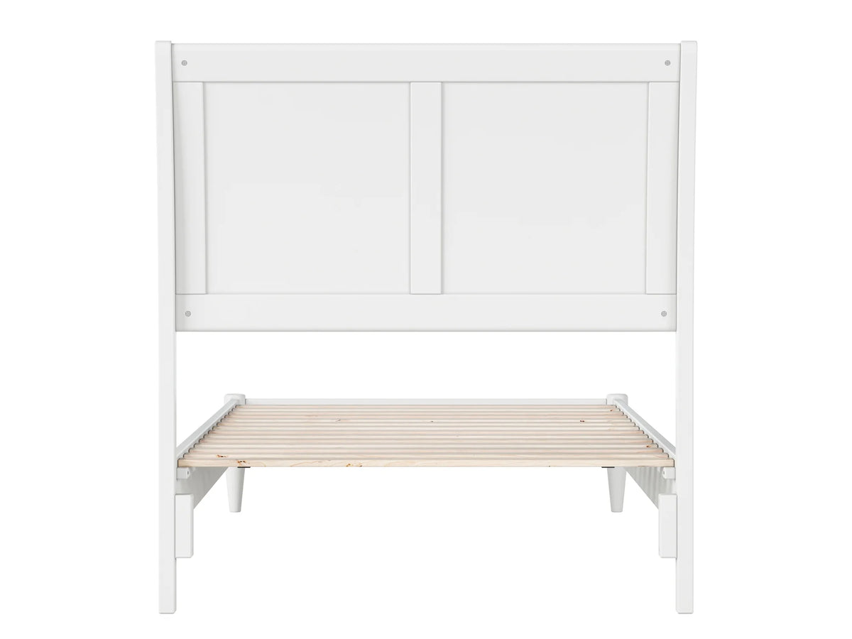 White Twin XL Solid Wood Sleigh Platform Bed R8830