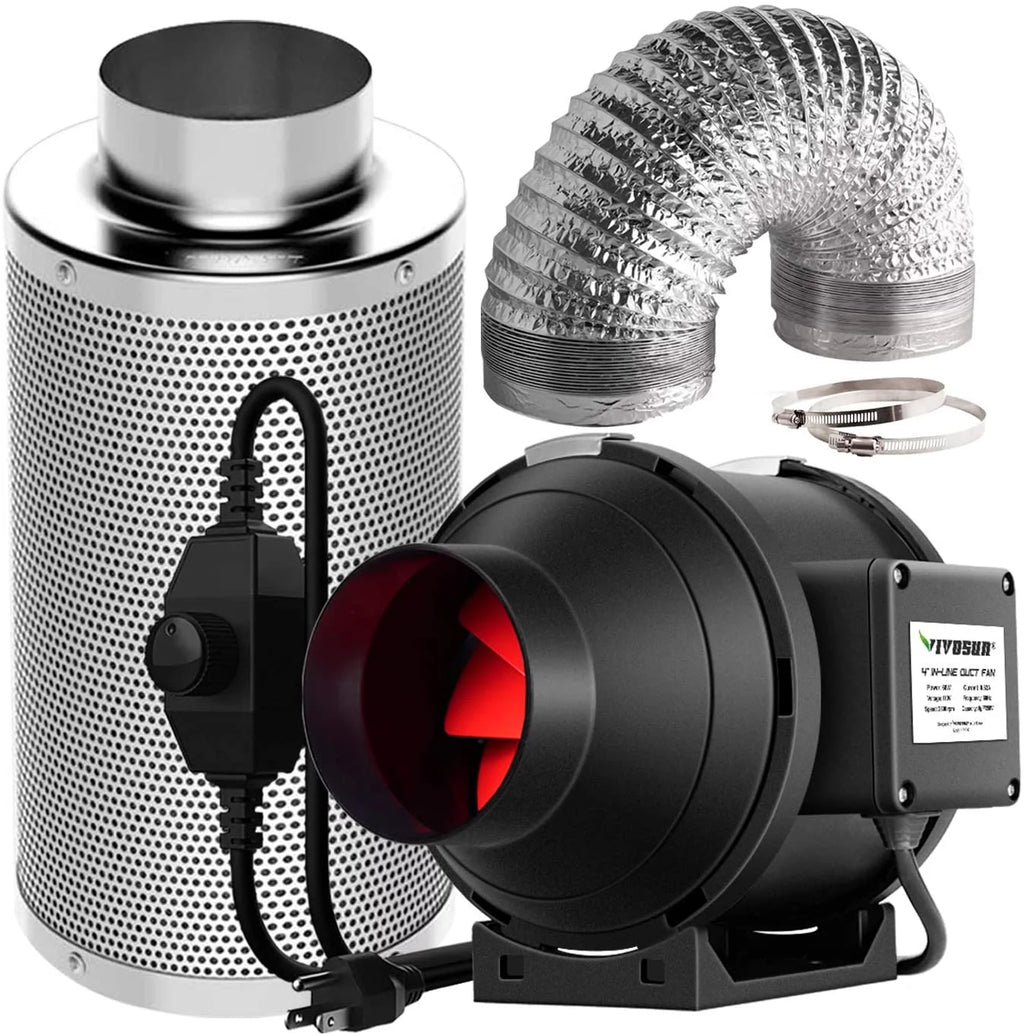 6 Inch 390 CFM Inline Fan Carbon Filter Ducting Ventilation Kit Z524166