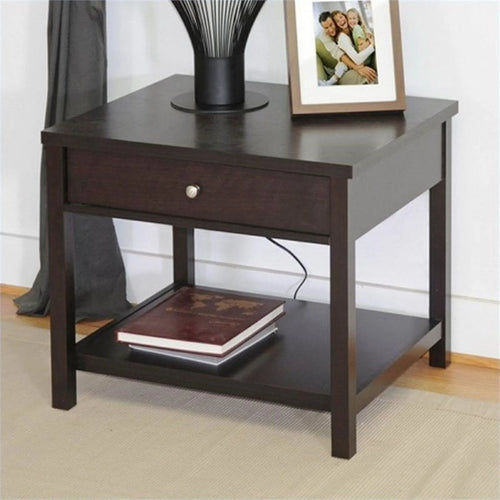1 Drawer Wood End Table with Bottom Shelf A207