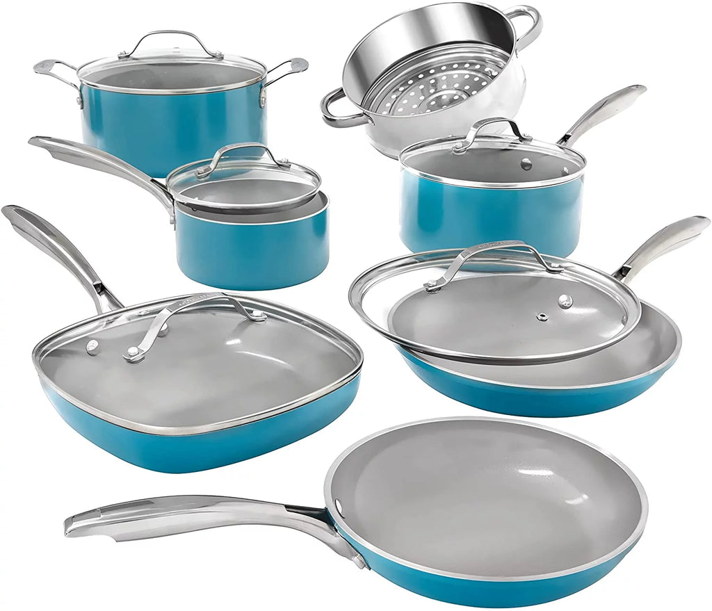 12 Piece Non Stick Ti-Cerama Copper Cookware Set O434
