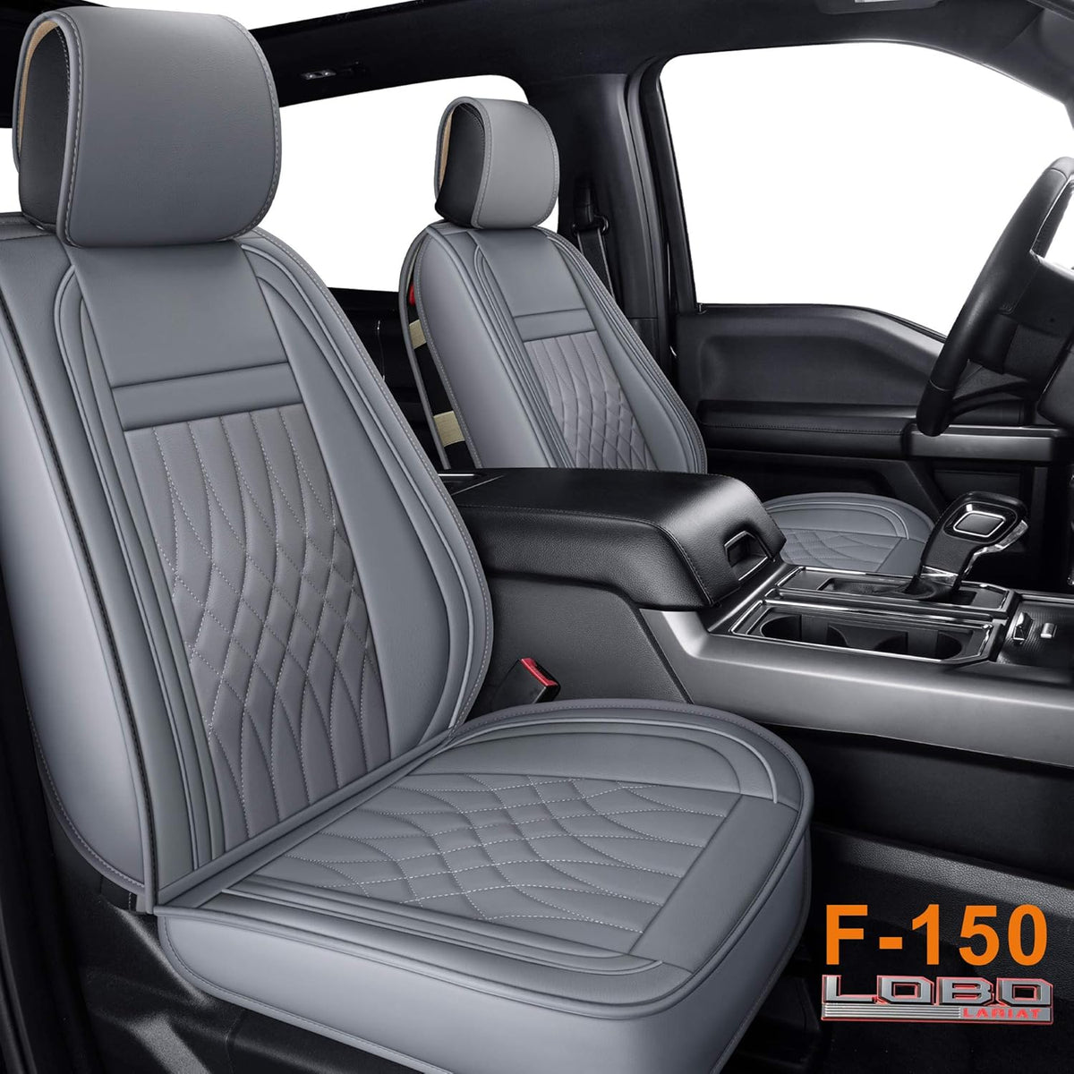 Front and Back Seat Covers Faux Leather Black & Red Full Set Y8628