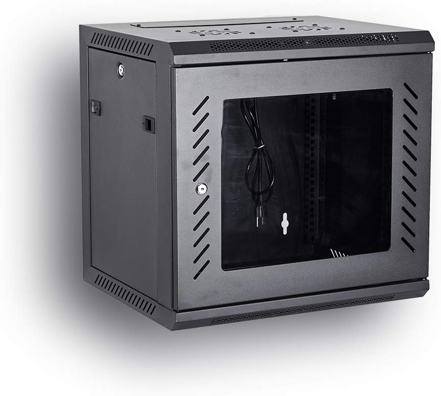 Wall Mount Rack Server Cabinet 19-Inch Network Enclosure with Locking Glass Door 16-Inches Deep O814984