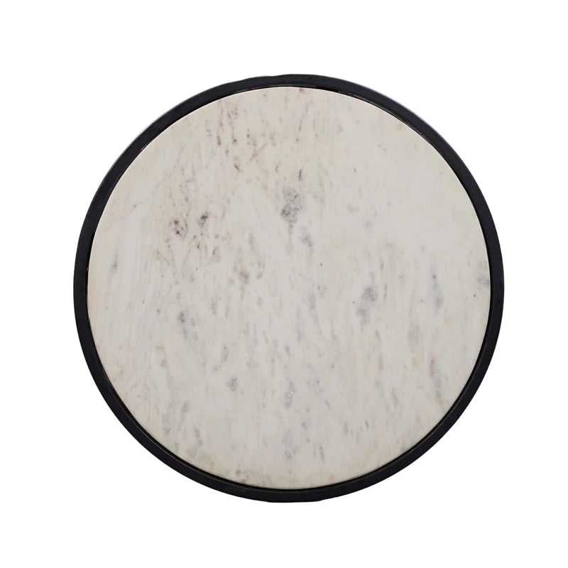 Round White Marble Top End Table L931