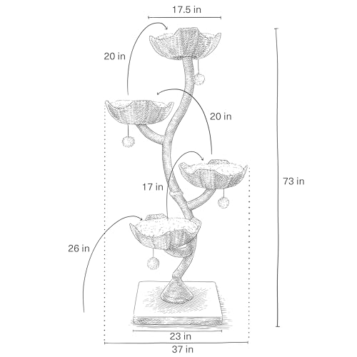 73" Tall Modern Cat Tree Scratching Tower B9948