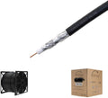 500FT Black RG6 Quad Shielded Coaxial Cable, 18 AWG Copper Clad Steel Conductor, PVC Jacket Y393