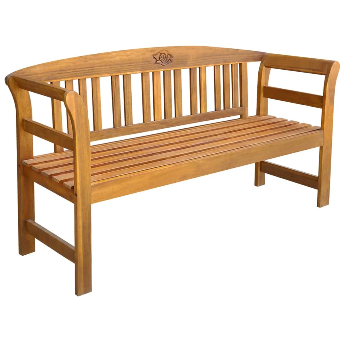 Acacia Wood Garden Bench with Red Seat Cushion A733599