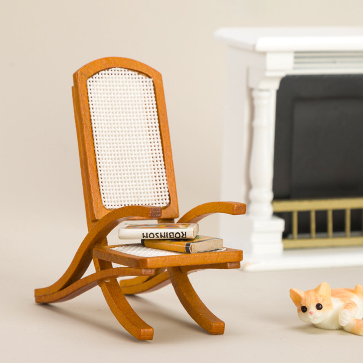 Vintage Wooden Dollhouse Single Sofa Chair Toy Q19144