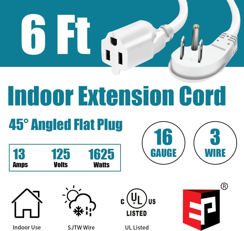 10 Ft 16/3 Flat Plug Indoor Extension Cord F16549
