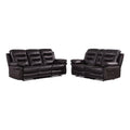 Brown 2-Piece Leather Sofa with Console Loveseat S26727