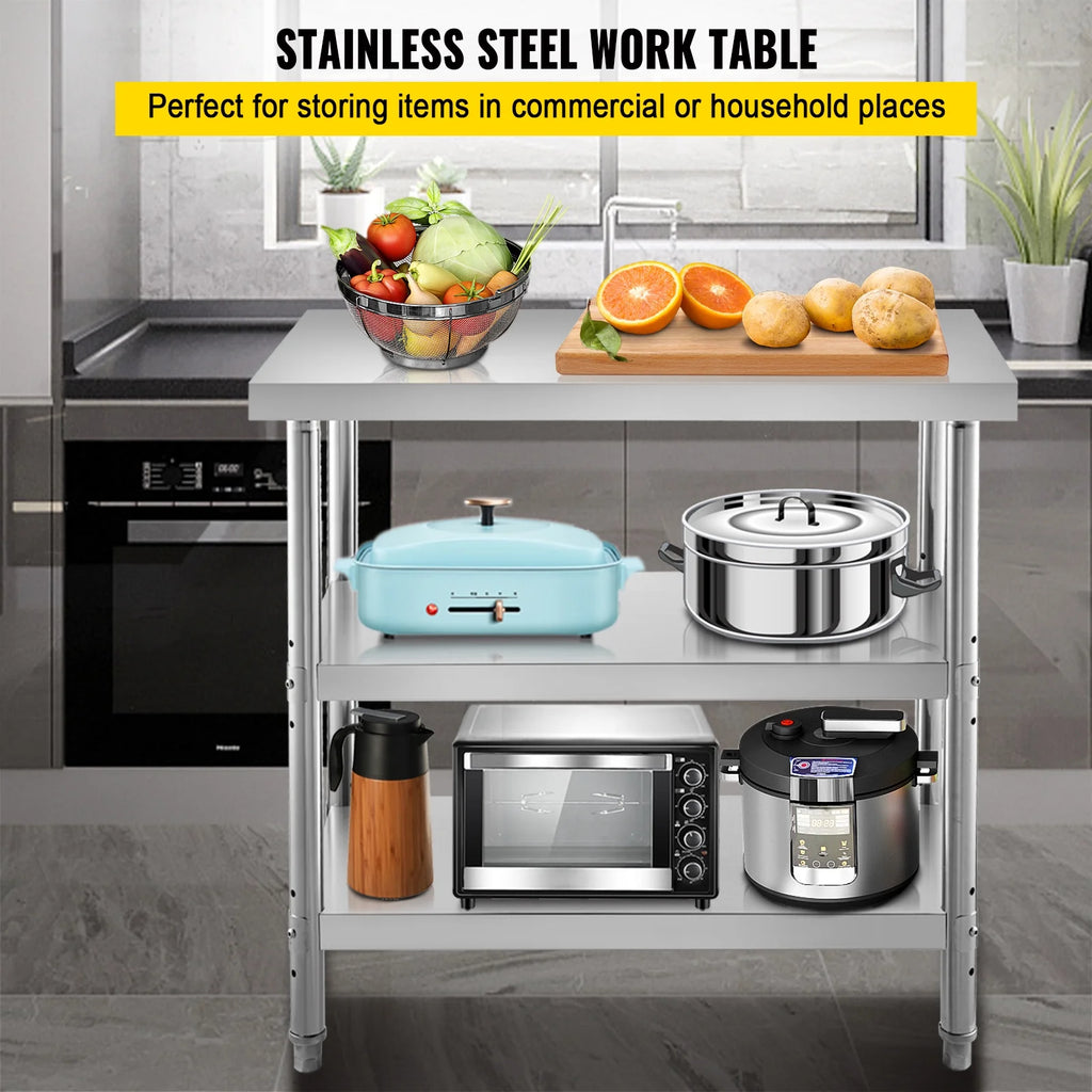 Stainless Steel Table with 2 Adjustable Undershelf V1419