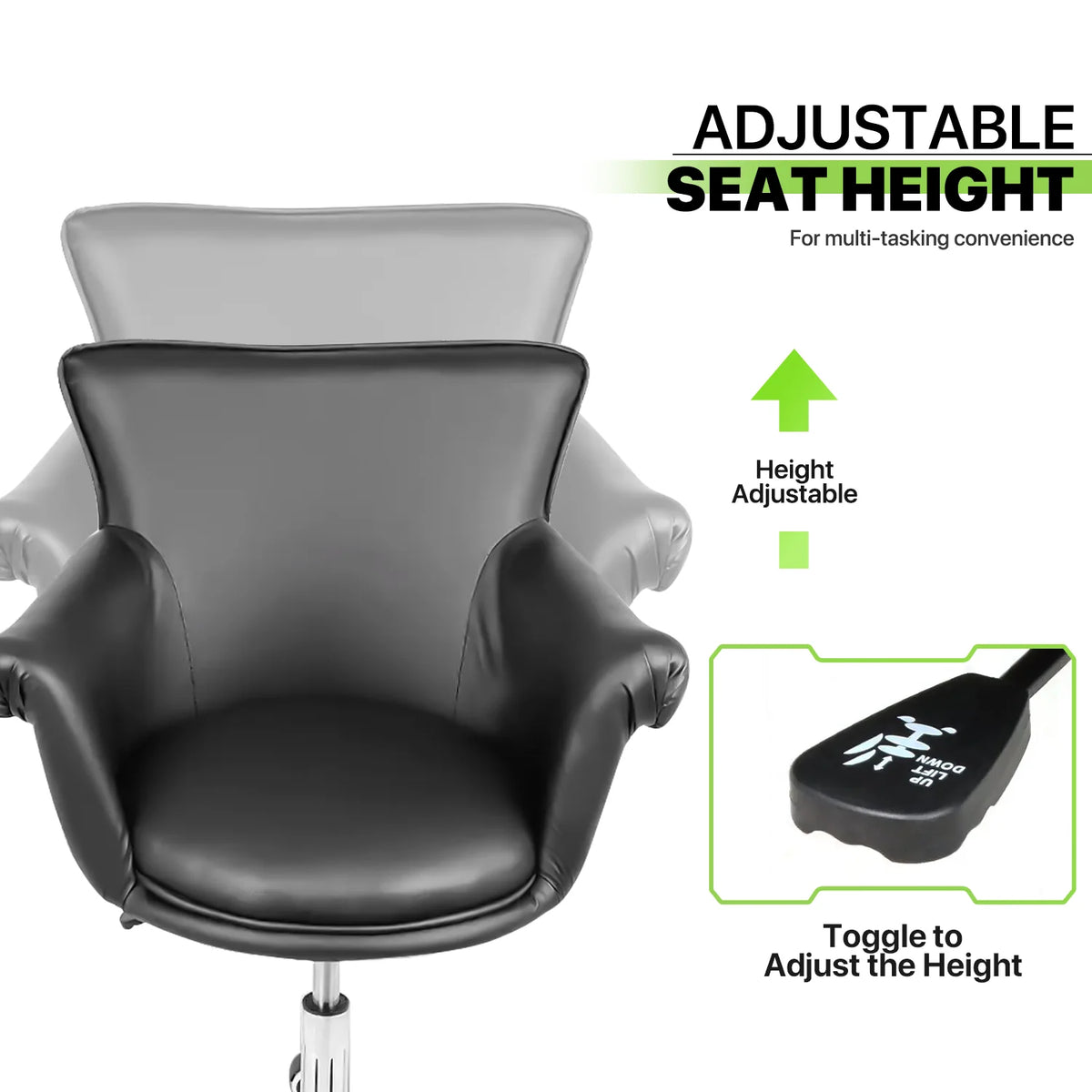 Black Upholstered Desk Chair with Wheels N39675