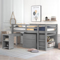 Twin Size Wood Loft Bed with Desk Storage Drawers and Bookcase C33822