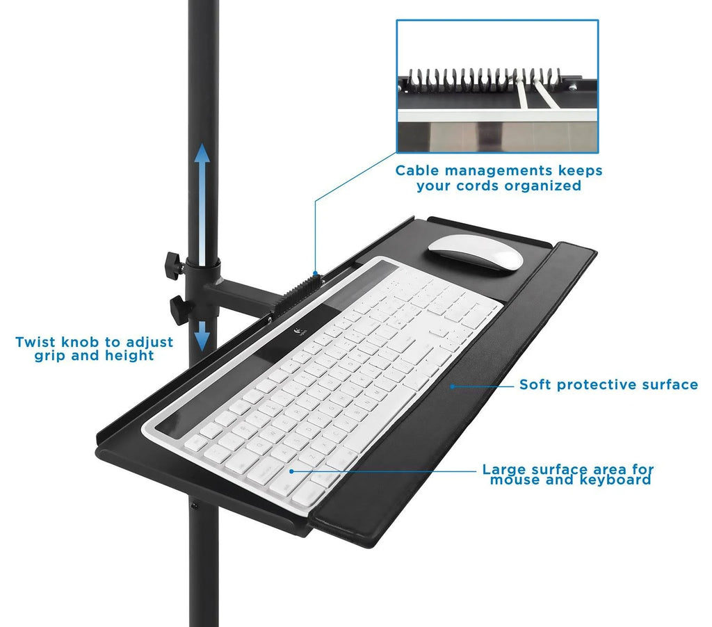 Black Mobile Cart with Monitor Mount and CPU Holder E2800