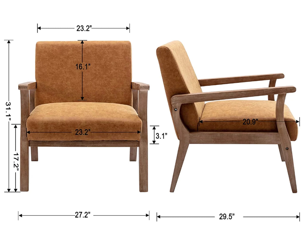 Tan Faux Leather Wooden Accent Chair R792