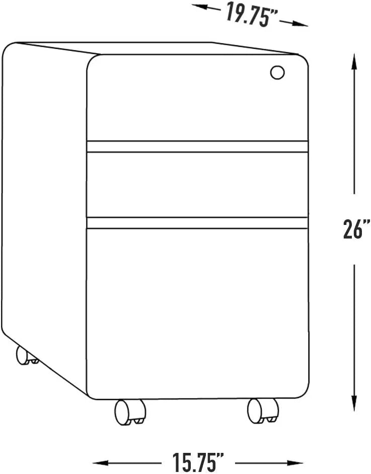 3 Drawer Metal File Cabinet with Lock B7476