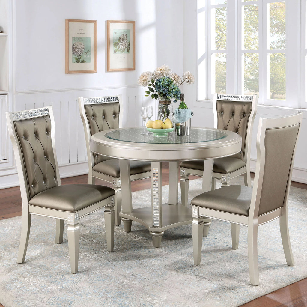 Faux Leather Tufted Side Chair Set of 2 N6612