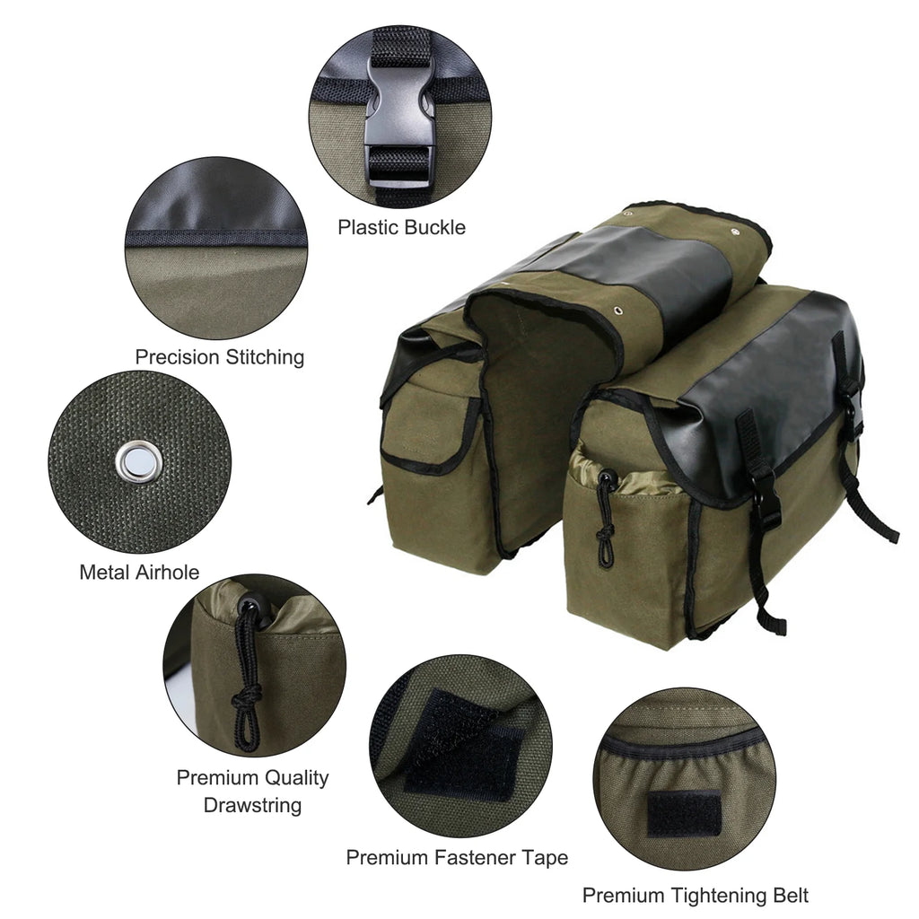 Canvas Waterproof Motorbike Saddle Bag W4136