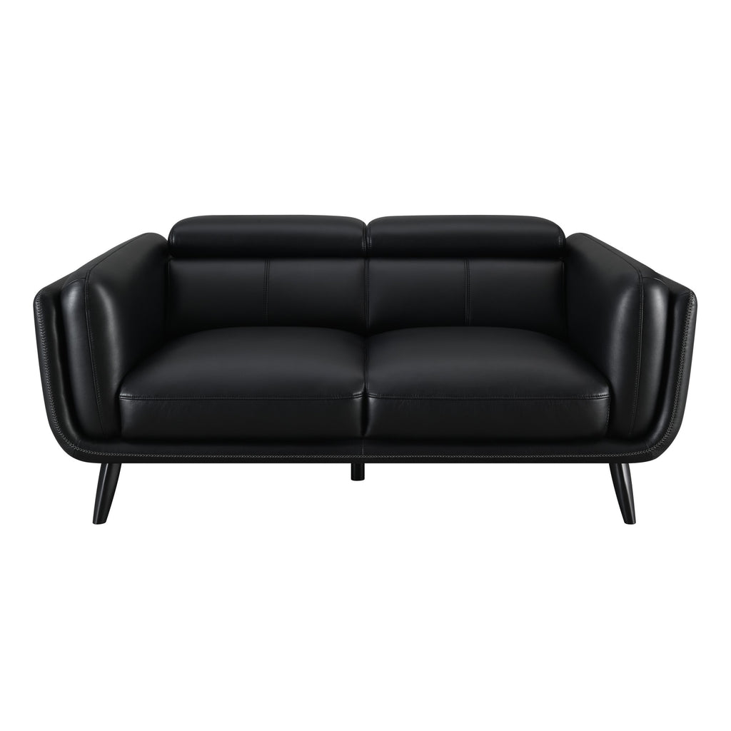 Black Faux Leather Loveseat V8731