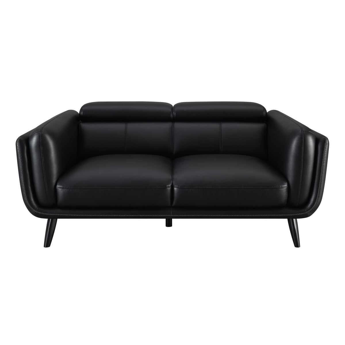 Black Faux Leather Loveseat V8731