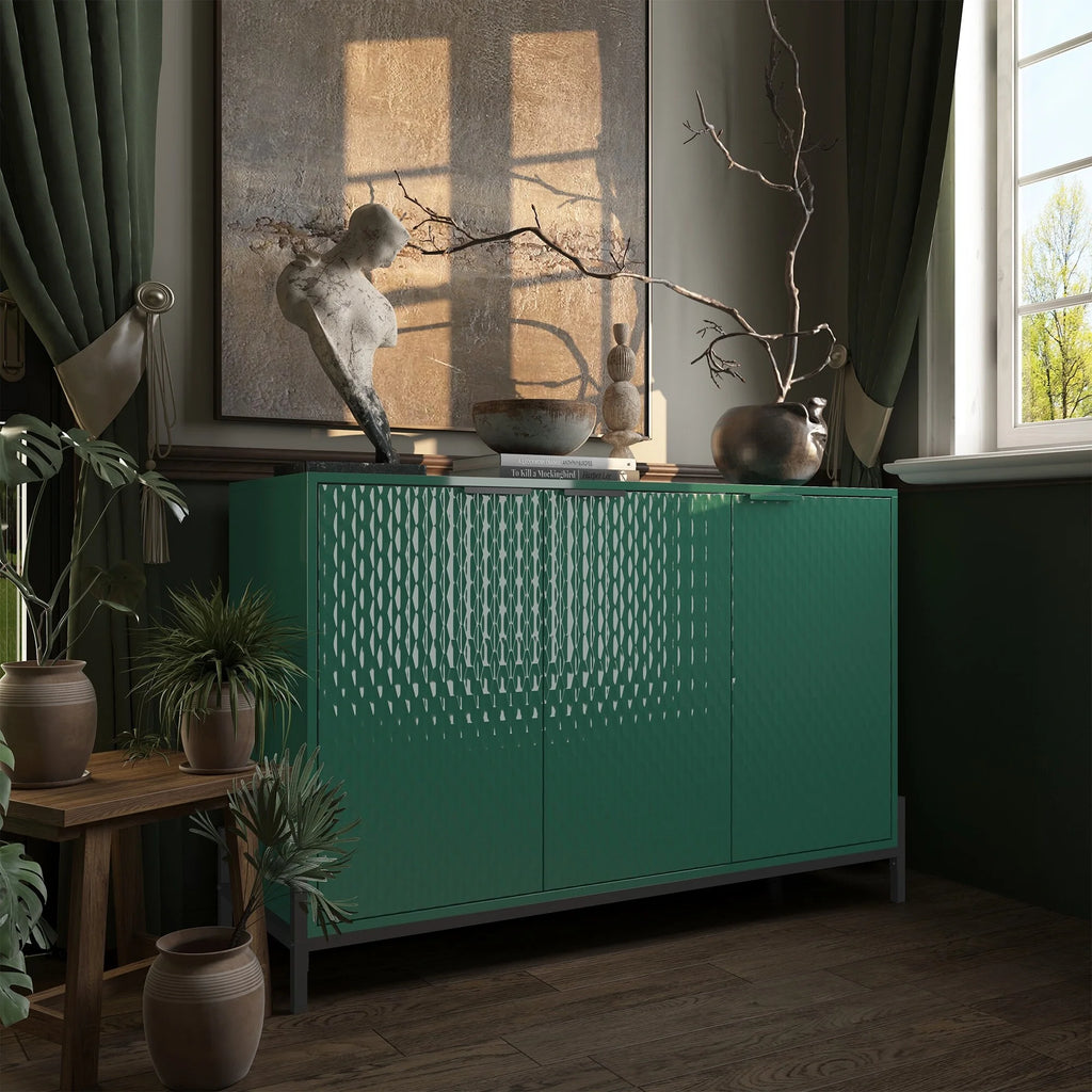 Green 3-Door Buffets Sideboards with Adjustable Shelves H2135