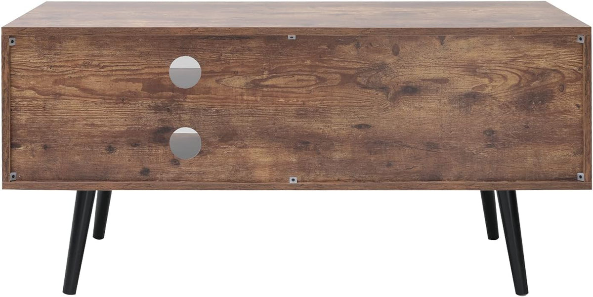 Rustic Brown TV Stand with Open Storage Shelves and Cabinet K78242