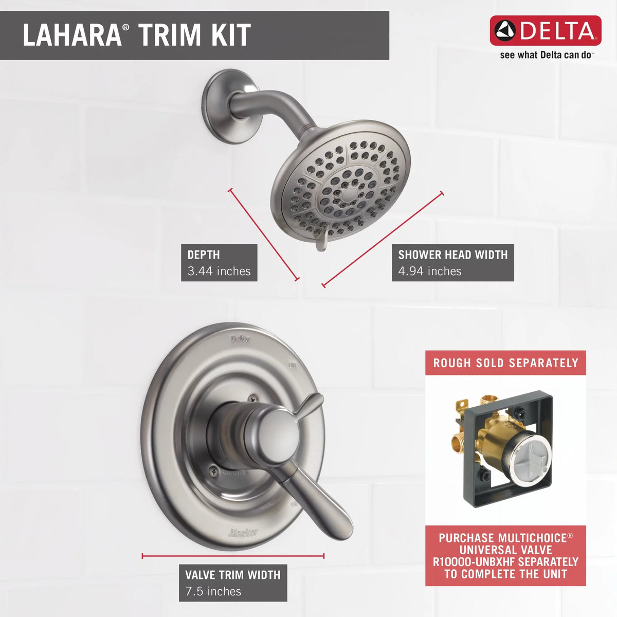 5-Spray Single Handle Shower Faucet in Stainless U7393