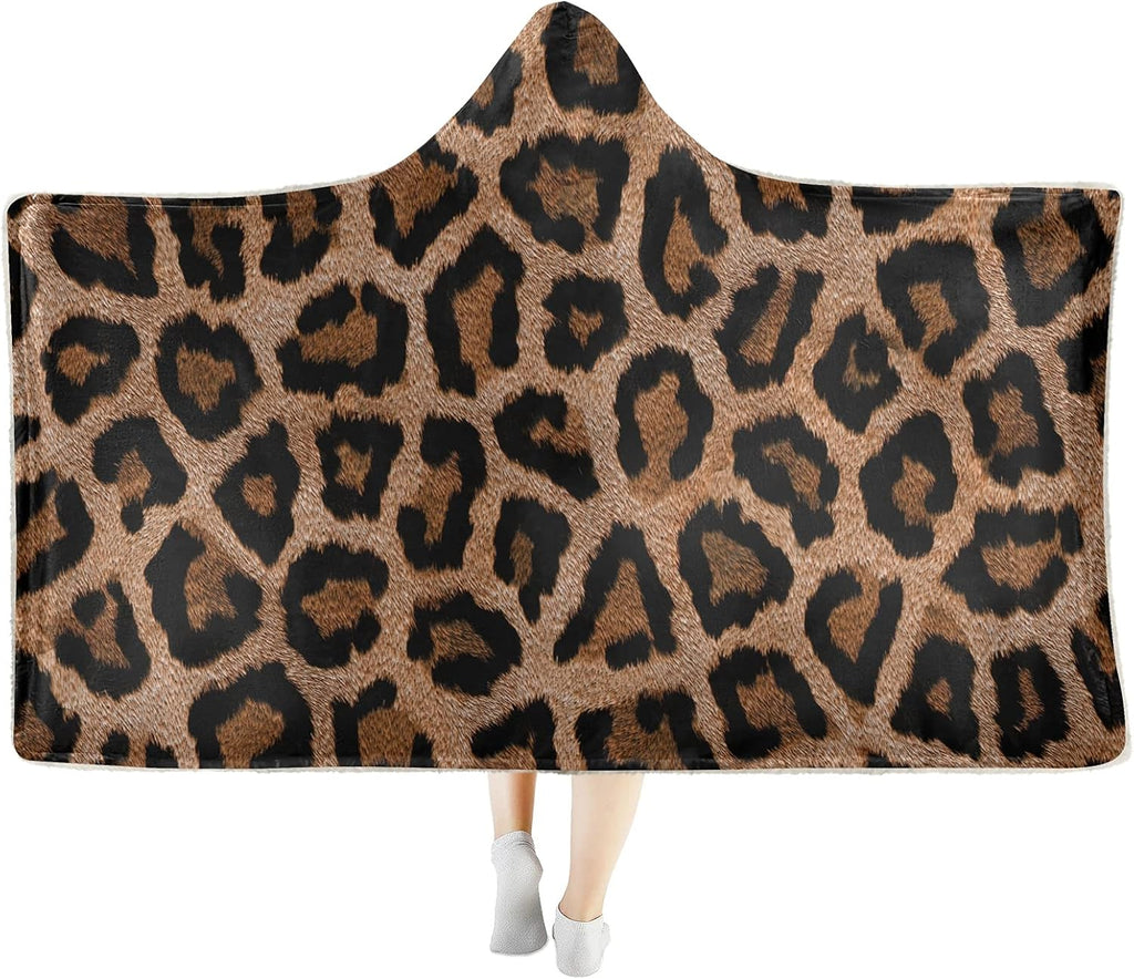 Hooded Tiger Print Sherpa Plush Throw Blanket R491281