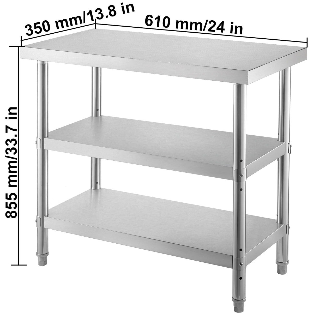 Stainless Steel Table with 2 Adjustable Undershelf V1419