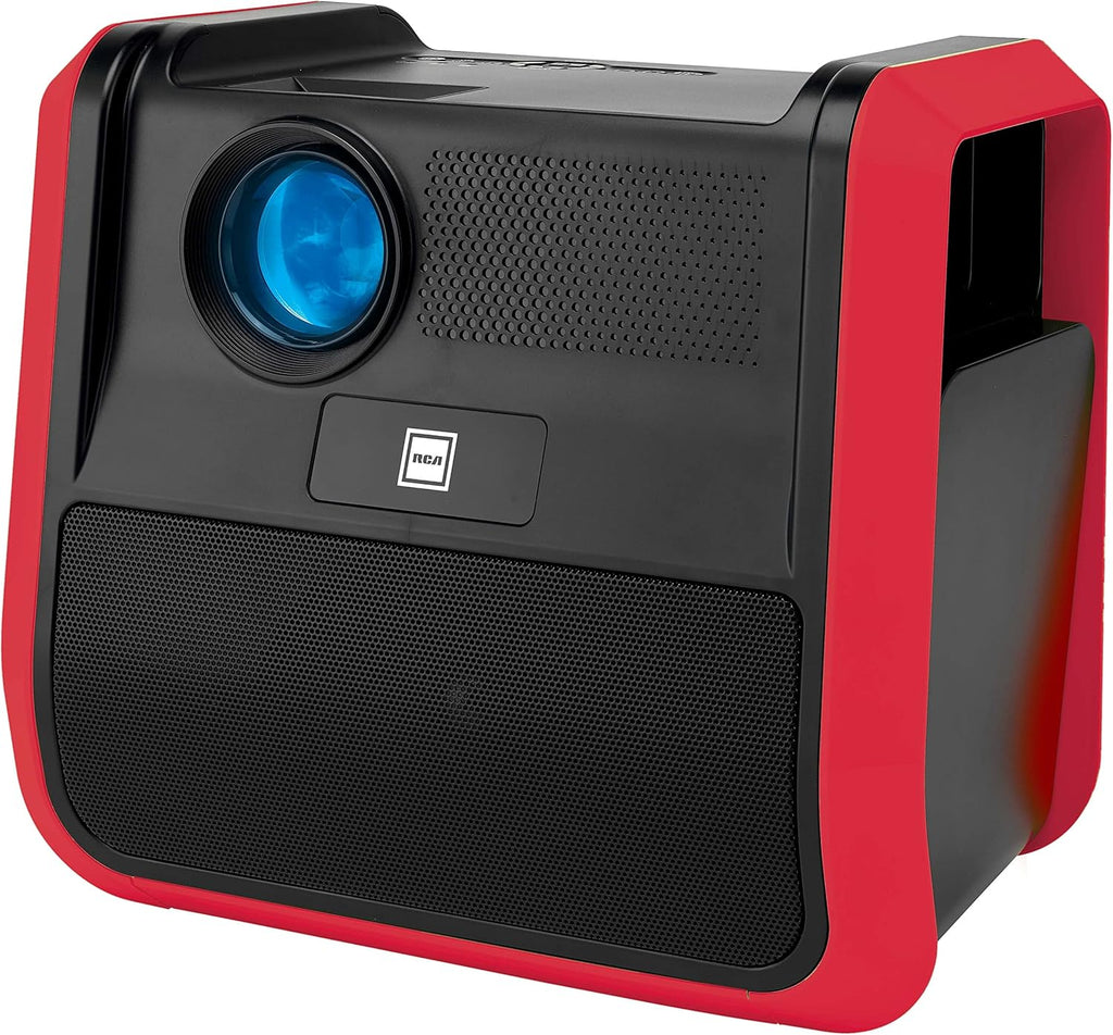 Portable Projector with Built-in Handles and Speakers, Black/Red K3768