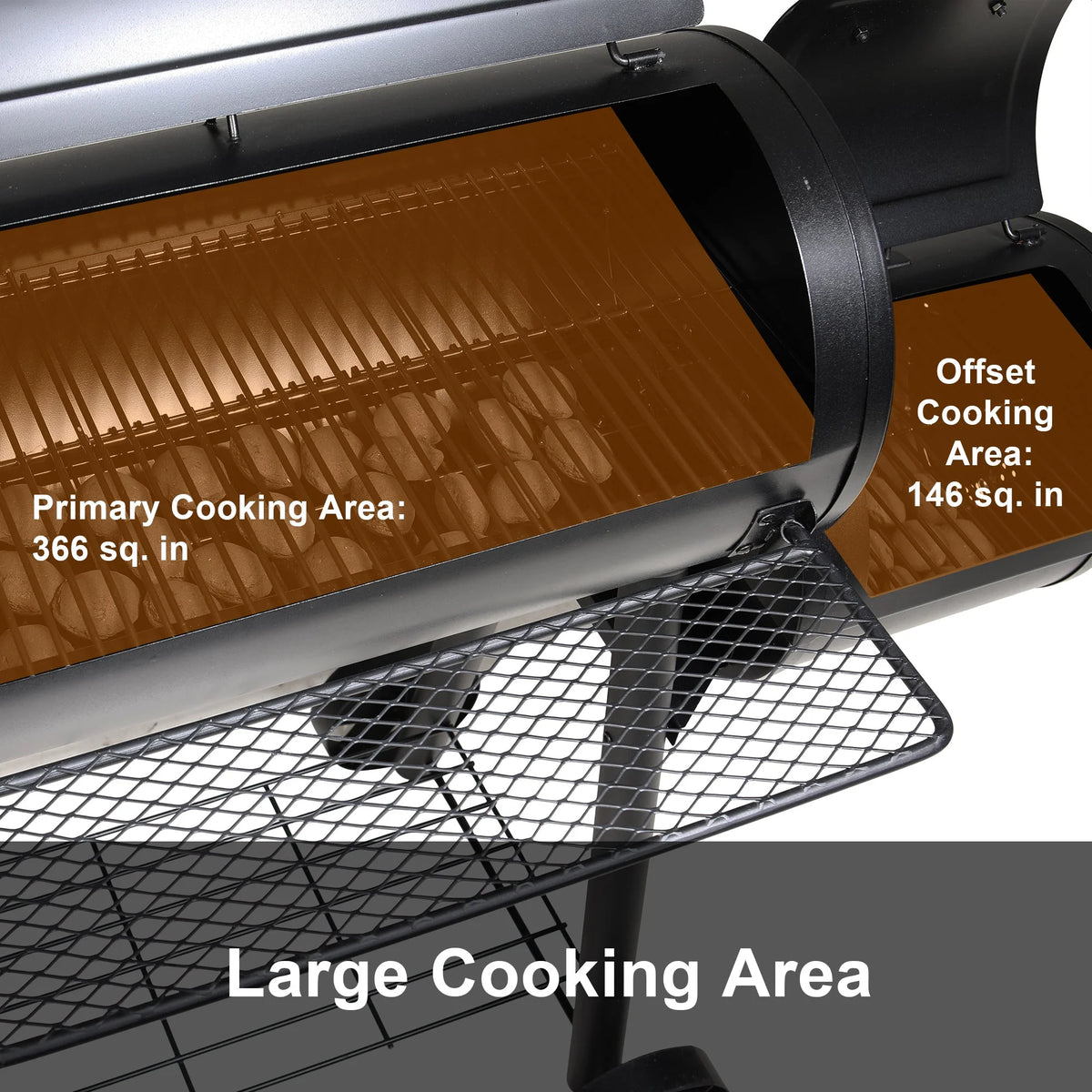 Portable Charcoal Grill with Offset Smoker R814622