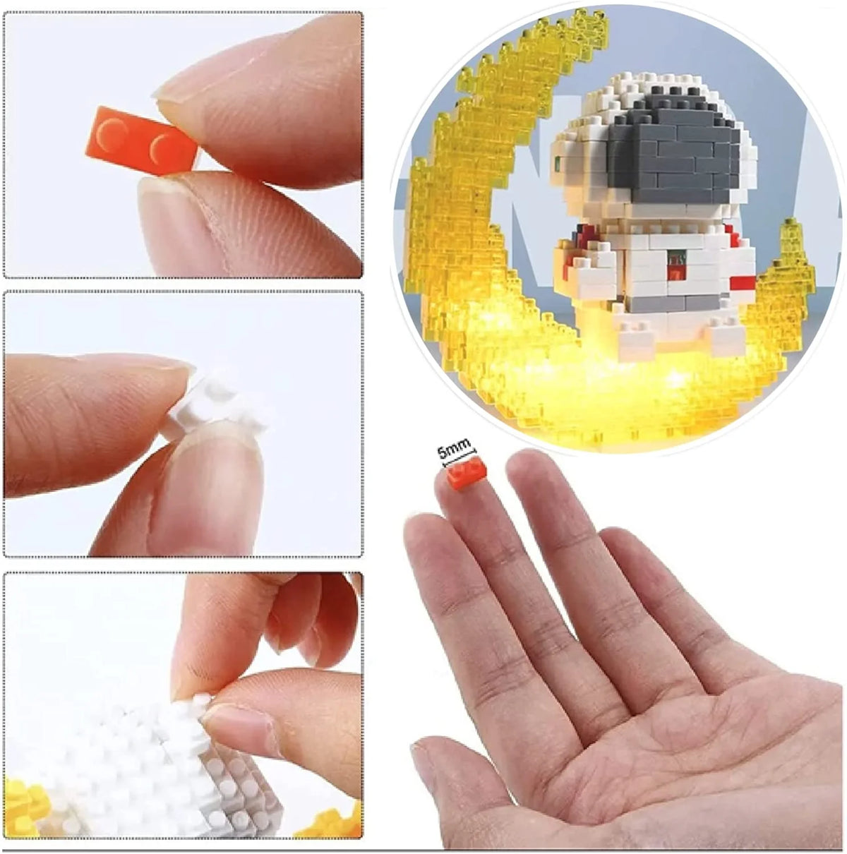 Astronaut Mini Building Sets with Led Lighting Kit, 388 PCS Micro Blocks A552306