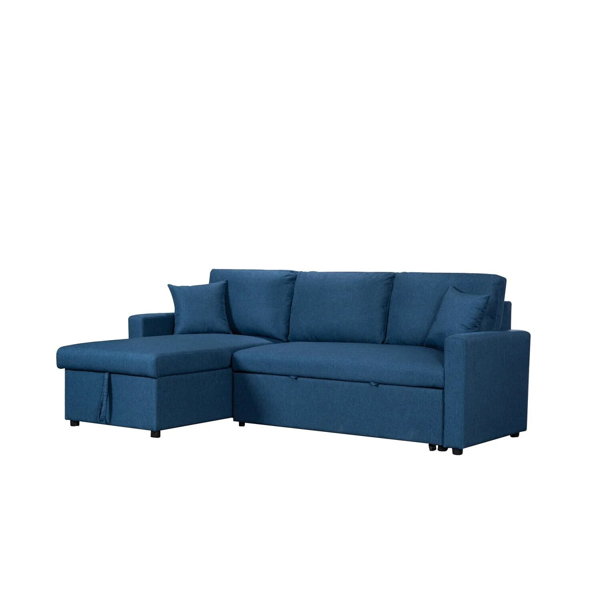 82 Inch Sleeper Sectional Sofa Bed with Storage Chaise, Blue F353