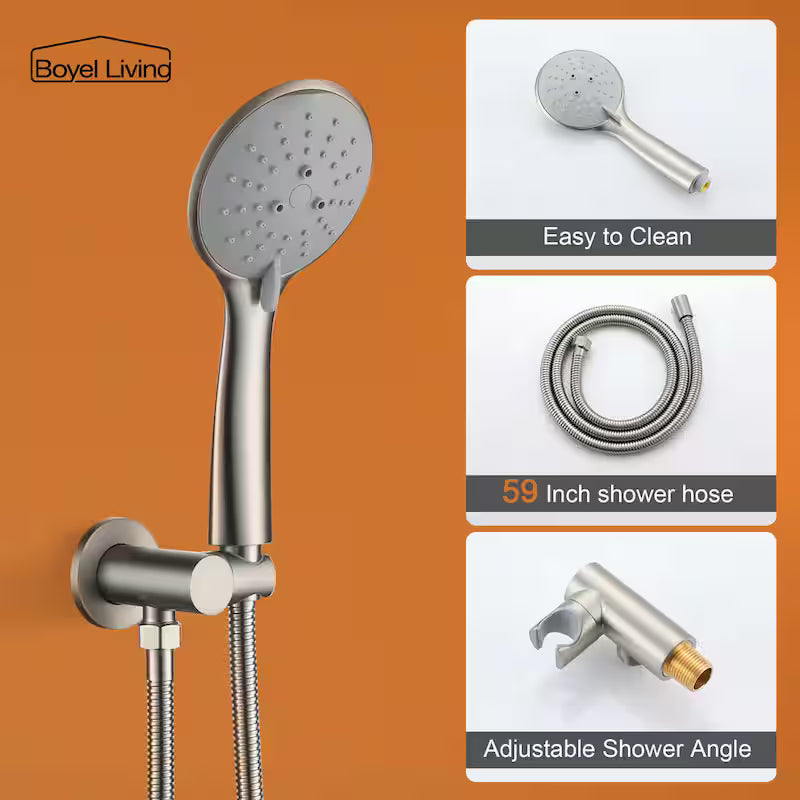 10 in. Wall Mount Dual Shower Heads with Valve in Brushed Nickel E97711