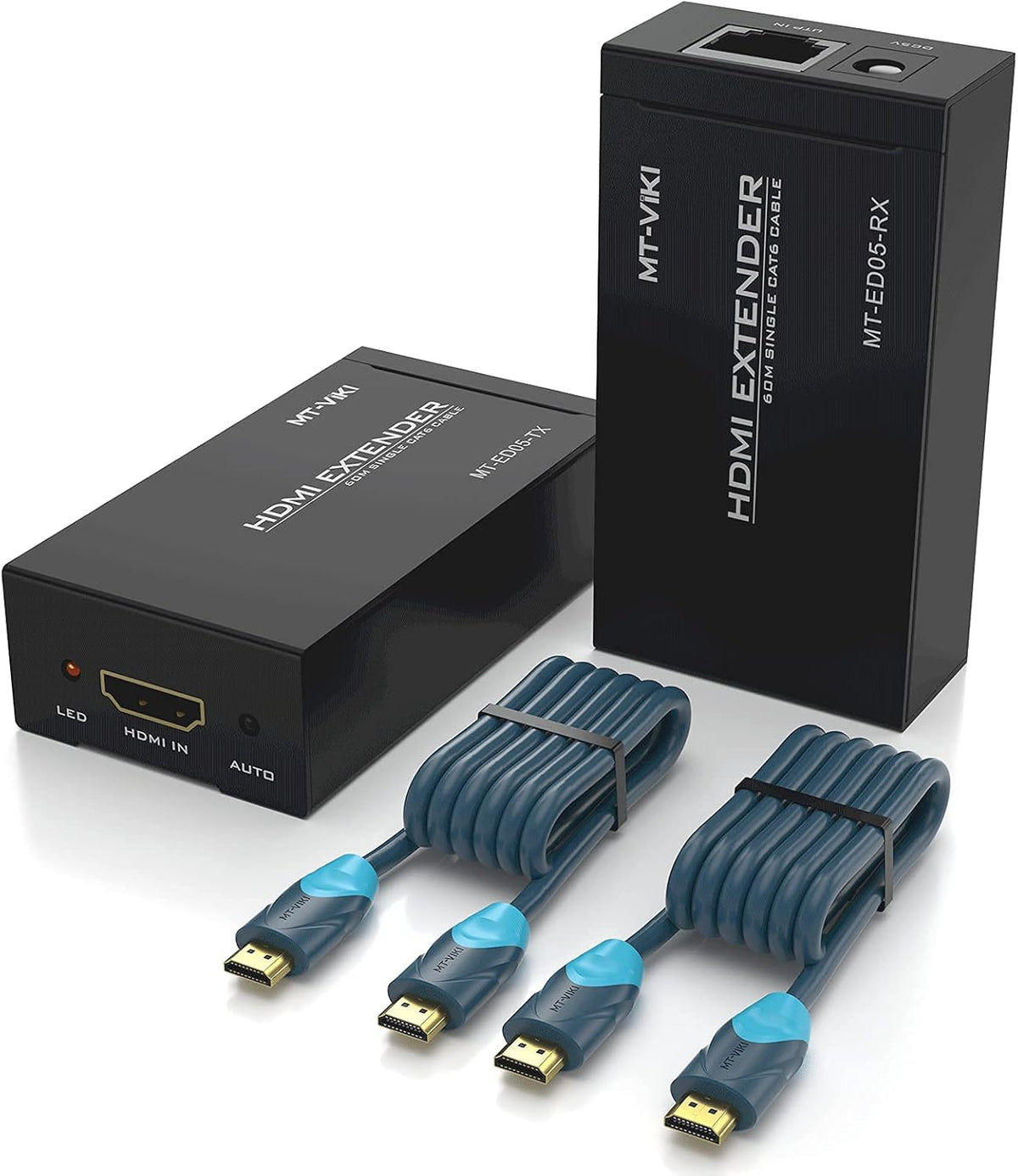HDMI Extender Over Cat5e/6 Cable 200ft 2 Pack 4K HDMI Cables Transmitter Receiver A3531