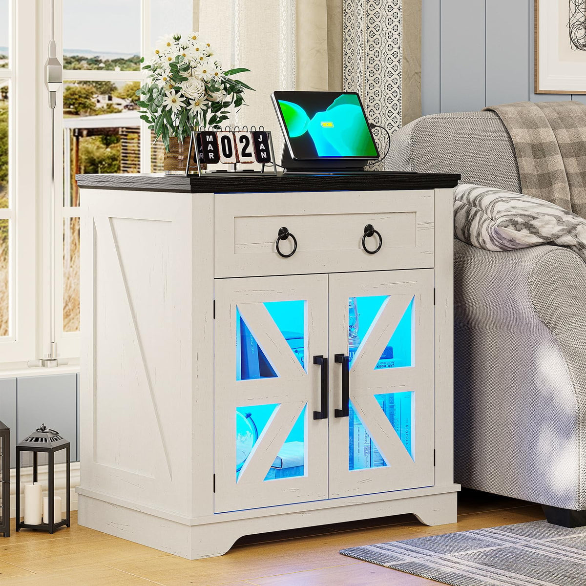 White End Table with Charging Station Y749042
