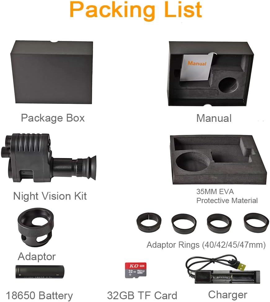 Night Vision Scope 1080P Hunting Riflescope with Quick Install Rings O553
