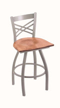 Anodized Nickel Swivel Stool with Medium Maple Seat K90577