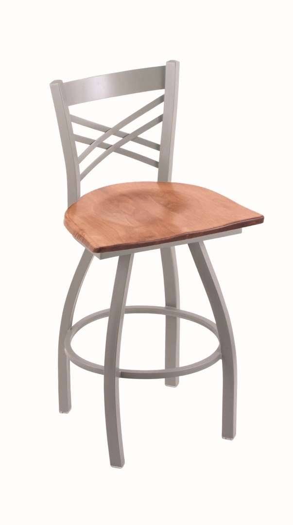 Anodized Nickel Swivel Stool with Medium Maple Seat K90577