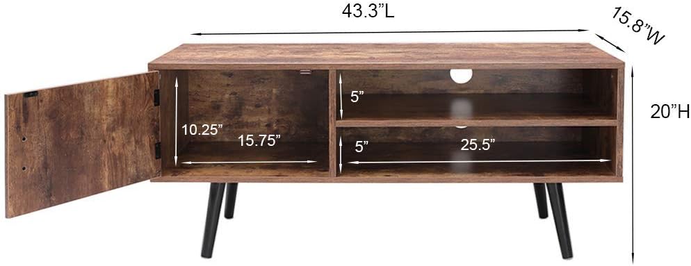 Rustic Brown TV Stand with Open Storage Shelves and Cabinet K78242