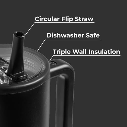 40 oz Insulated Stainless Steel Water Bottle with Handle & Flip Straw D10581