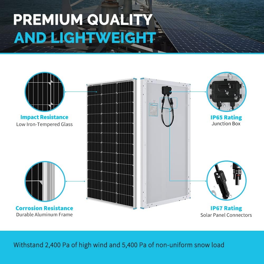 400 Watt 12 Volt Monocrystalline Solar Panel Bundle Kit with 4 pcs 100W Panel and 30A PWM Charge Controller O13987