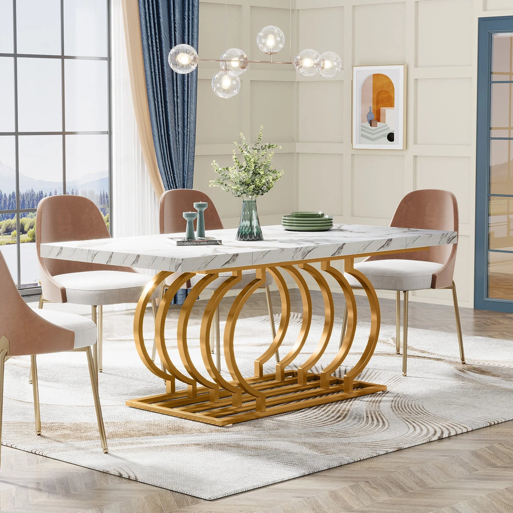 63" Faux Marble Wood Dining Table U974