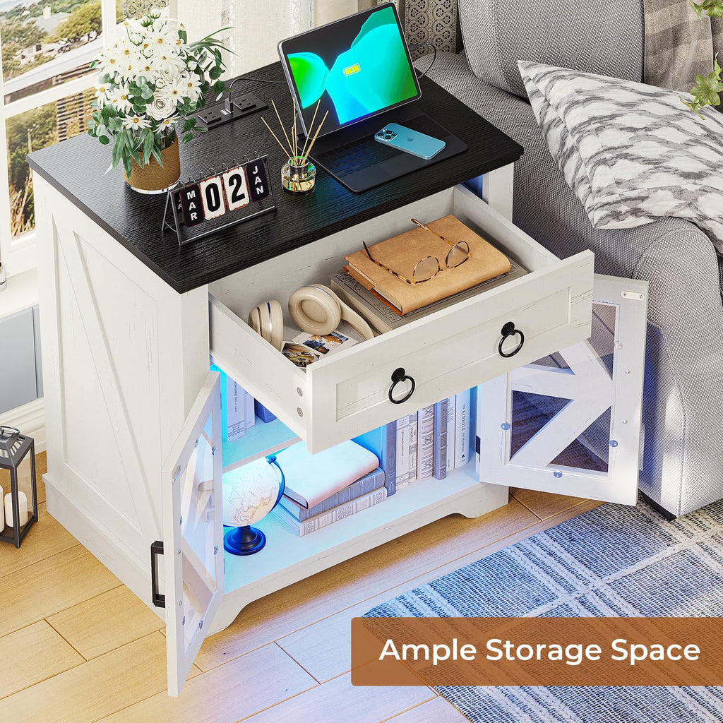 White End Table with Charging Station Y749042