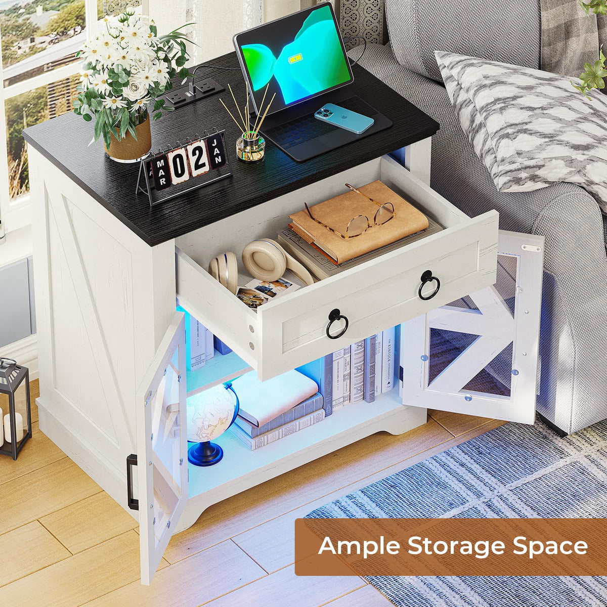 White End Table with Charging Station Y749042
