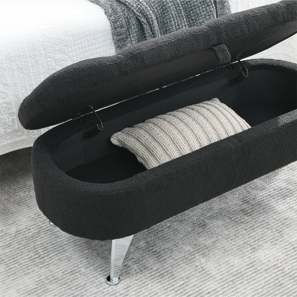 Black Teddy Storage Ottoman Bench G475