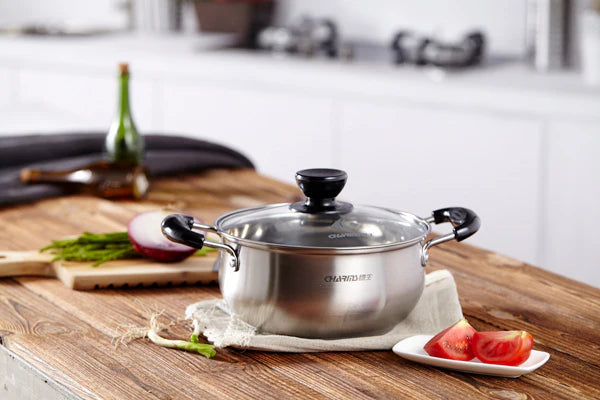 Stainless-Steel Casserole Pot with Glass Lid 24cm V758